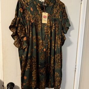 Entro Green and Brown Floral Dress
